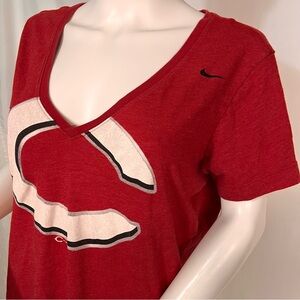 Nike Cincinnati Reds Baseball V-Neck Logo Short Sleeve T-Shirt XL